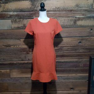 Ann Taylor Petite Womens Size 10 salmon Color Form Fitted Flared Hem Short Sleev